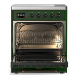 ILVE Majestic III 30-Inch Induction Range with 4 Induction Elements and Triple Glass Door Electric Oven in Emerald Green with Burnished Trim (UMIB30NR3EGB)