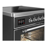 ILVE Majestic III 30-Inch Induction Range with 4 Induction Elements and Triple Glass Door Electric Oven in Matte Graphite with Chrome Trim (UMIB30NR3MGC)