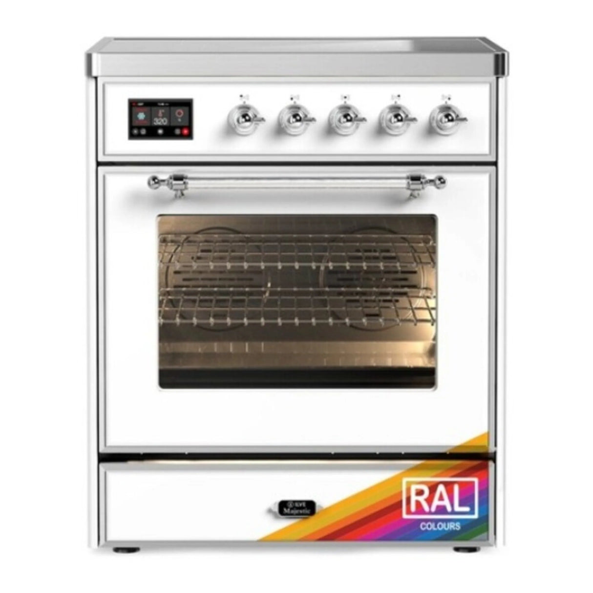ILVE Majestic III 30-Inch Induction Range with 4 Induction Elements and Triple Glass Door Electric Oven in RAL with Chrome Trim (UMIB30NR3RAC)
