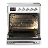 ILVE Majestic III 30-Inch Induction Range with 4 Induction Elements and Triple Glass Door Electric Oven in RAL with Chrome Trim (UMIB30NR3RAC)