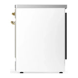 ILVE Majestic III 30-Inch Induction Range with 4 Induction Elements and Triple Glass Door Electric Oven in White with Brass Trim (UMIB30NR3WHG)