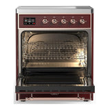 ILVE Majestic III 30-Inch Induction Range with 4 Induction Elements and Solid Door Electric Oven in Burgundy with Copper Trim (UMIB30QNR3BUP)