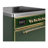 ILVE Majestic III 30-Inch Induction Range with 4 Induction Elements and Solid Door Electric Oven in Emerald Green with Brass Trim (UMIB30QNR3EGG)