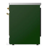ILVE Majestic III 30-Inch Induction Range with 4 Induction Elements and Solid Door Electric Oven in Emerald Green with Brass Trim (UMIB30QNR3EGG)