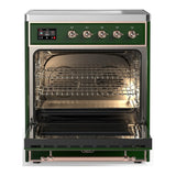 ILVE Majestic III 30-Inch Induction Range with 4 Induction Elements and Solid Door Electric Oven in Emerald Green with Copper Trim (UMIB30QNR3EGP)