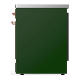 ILVE Majestic III 30-Inch Induction Range with 4 Induction Elements and Solid Door Electric Oven in Emerald Green with Copper Trim (UMIB30QNR3EGP)