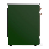 ILVE Majestic III 30-Inch Induction Range with 4 Induction Elements and Solid Door Electric Oven in Emerald Green with Copper Trim (UMIB30QNR3EGP)