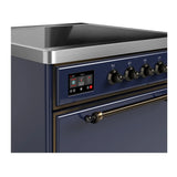 ILVE Majestic III 30-Inch Induction Range with 4 Induction Elements and Solid Door Electric Oven in Mightnight Blue with Burnished Trim (UMIB30QNR3MBB)