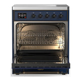 ILVE Majestic III 30-Inch Induction Range with 4 Induction Elements and Solid Door Electric Oven in Mightnight Blue with Burnished Trim (UMIB30QNR3MBB)