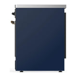 ILVE Majestic III 30-Inch Induction Range with 4 Induction Elements and Solid Door Electric Oven in Mightnight Blue with Burnished Trim (UMIB30QNR3MBB)
