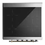 ILVE Majestic III 30-Inch Induction Range with 4 Induction Elements and Solid Door Electric Oven in Mightnight Blue with Burnished Trim (UMIB30QNR3MBB)