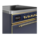 ILVE Majestic III 30-Inch Induction Range with 4 Induction Elements and Solid Door Electric Oven in Mightnight Blue with Brass Trim (UMIB30QNR3MBG)