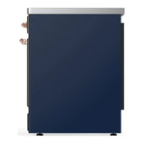 ILVE Majestic III 30-Inch Induction Range with 4 Induction Elements and Solid Door Electric Oven in Mightnight Blue with Copper Trim (UMIB30QNR3MBP)