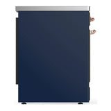 ILVE Majestic III 30-Inch Induction Range with 4 Induction Elements and Solid Door Electric Oven in Mightnight Blue with Copper Trim (UMIB30QNR3MBP)