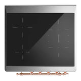 ILVE Majestic III 30-Inch Induction Range with 4 Induction Elements and Solid Door Electric Oven in Mightnight Blue with Copper Trim (UMIB30QNR3MBP)