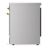 ILVE Majestic III 30-Inch Induction Range with 4 Induction Elements and Solid Door Electric Oven in Stainless Steel with Brass Trim (UMIB30QNR3SSG)