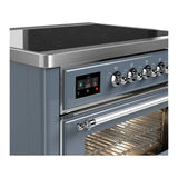 ILVE Majestic III 36-Inch Induction Range with 6 Induction Elements and Triple Glass Door Electric Oven in Blue Grey with Chrome Trim (UMIB36NR3BGC)