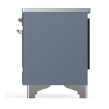 ILVE Majestic III 36-Inch Induction Range with 6 Induction Elements and Triple Glass Door Electric Oven in Blue Grey with Chrome Trim (UMIB36NR3BGC)
