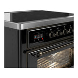 ILVE Majestic III 36-Inch Induction Range with 6 Induction Elements and Triple Glass Door Electric Oven in Glossy Black with Burnished Trim (UMIB36NR3BKB)
