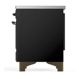 ILVE Majestic III 36-Inch Induction Range with 6 Induction Elements and Triple Glass Door Electric Oven in Glossy Black with Burnished Trim (UMIB36NR3BKB)