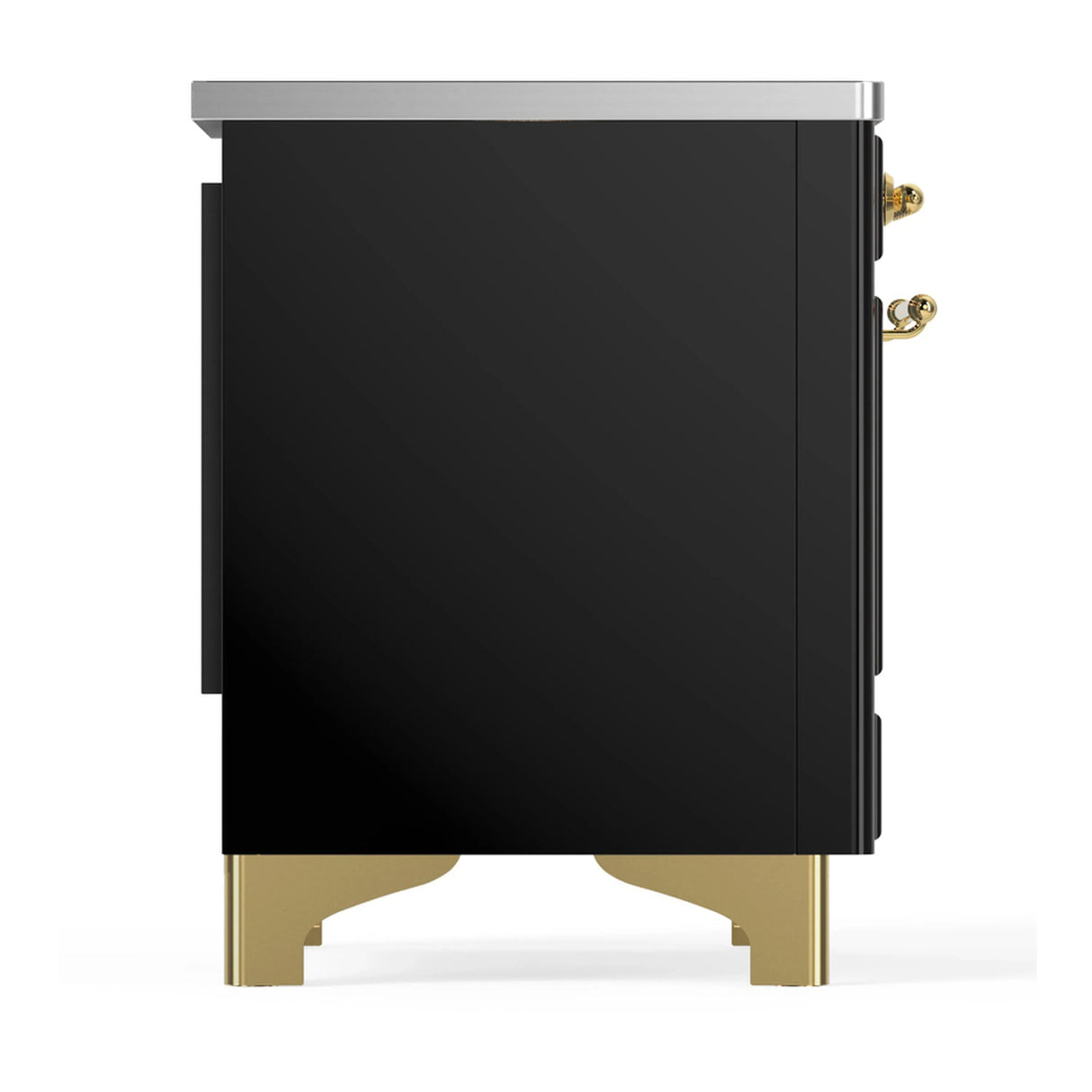 ILVE Majestic III 36-Inch Induction Range with 6 Induction Elements and Triple Glass Door Electric Oven in Glossy Black with Brass Trim (UMIB36NR3BKG)