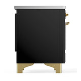 ILVE Majestic III 36-Inch Induction Range with 6 Induction Elements and Triple Glass Door Electric Oven in Glossy Black with Brass Trim (UMIB36NR3BKG)