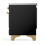 ILVE Majestic III 36-Inch Induction Range with 6 Induction Elements and Triple Glass Door Electric Oven in Glossy Black with Brass Trim (UMIB36NR3BKG)