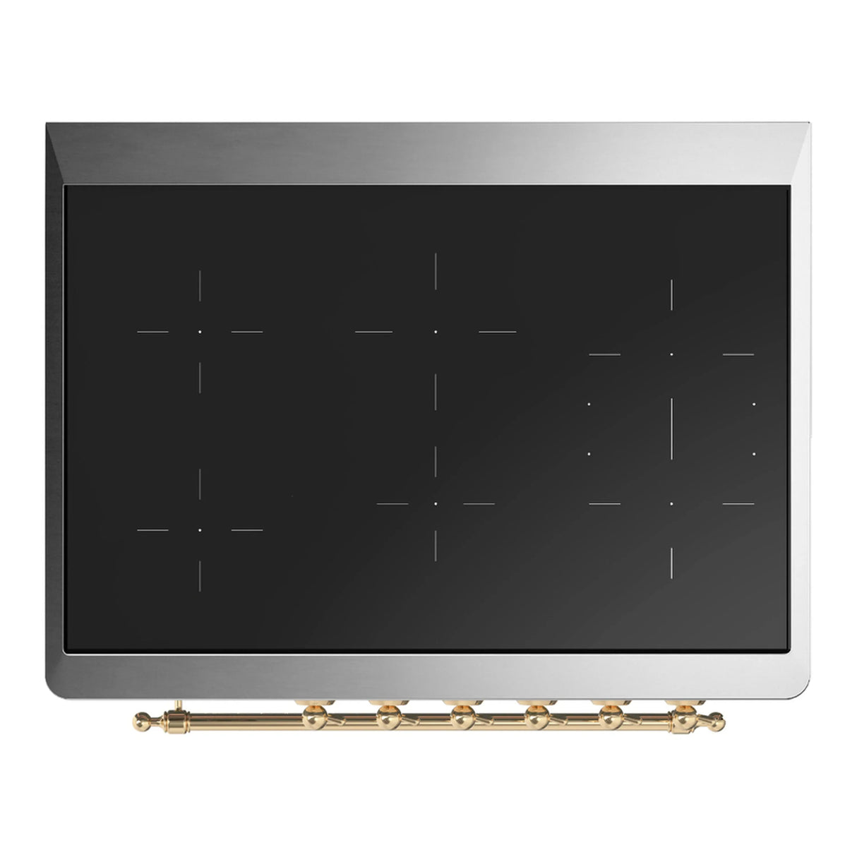 ILVE Majestic III 36-Inch Induction Range with 6 Induction Elements and Triple Glass Door Electric Oven in Glossy Black with Brass Trim (UMIB36NR3BKG)