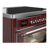 ILVE Majestic III 36-Inch Induction Range with 6 Induction Elements and Triple Glass Door Electric Oven in Burgundy with Chrome Trim (UMIB36NR3BUC)
