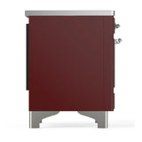 ILVE Majestic III 36-Inch Induction Range with 6 Induction Elements and Triple Glass Door Electric Oven in Burgundy with Chrome Trim (UMIB36NR3BUC)