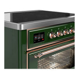 ILVE Majestic III 36-Inch Induction Range with 6 Induction Elements and Triple Glass Door Electric Oven in Emerald Green with Copper Trim (UMIB36NR3EGP)