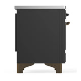 ILVE Majestic III 36-Inch Induction Range with 6 Induction Elements and Triple Glass Door Electric Oven in Matte Graphite with Burnished Trim (UMIB36NR3MGB)