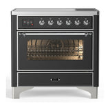 ILVE Majestic III 36-Inch Induction Range with 6 Induction Elements and Triple Glass Door Electric Oven in Matte Graphite with Chrome Trim (UMIB36NR3MGC)