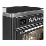 ILVE Majestic III 36-Inch Induction Range with 6 Induction Elements and Triple Glass Door Electric Oven in Matte Graphite with Chrome Trim (UMIB36NR3MGC)