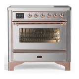 ILVE Majestic III 36-Inch Induction Range with 6 Induction Elements and Triple Glass Door Electric Oven in Stainless Steel with Copper Trim (UMIB36NR3SSP)