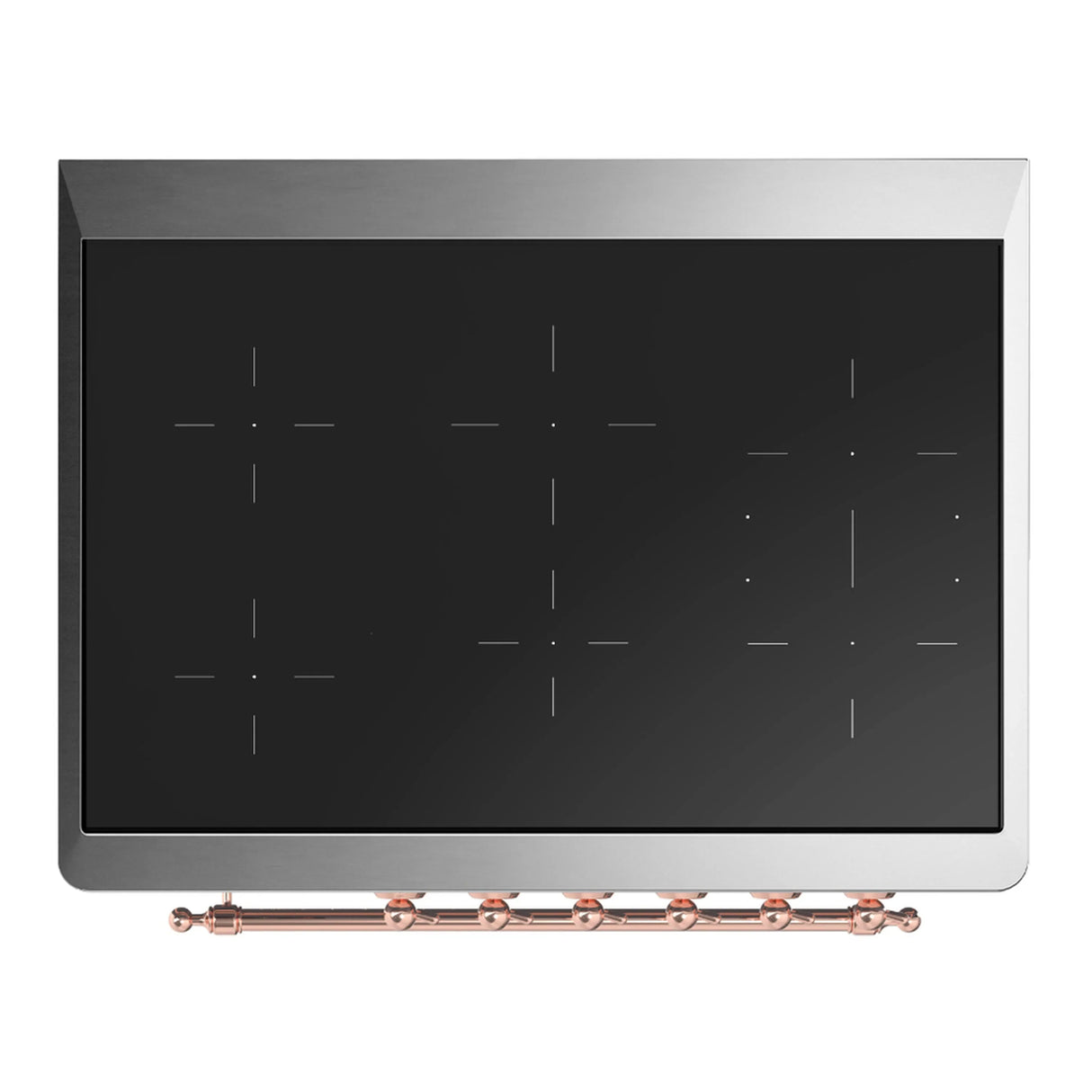 ILVE Majestic III 36-Inch Induction Range with 6 Induction Elements and Triple Glass Door Electric Oven in Stainless Steel with Copper Trim (UMIB36NR3SSP)