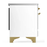 ILVE Majestic III 36-Inch Induction Range with 6 Induction Elements and Triple Glass Door Electric Oven in White with Brass Trim (UMIB36NR3WHG)