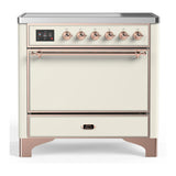 ILVE Majestic III 36-Inch Induction Range with 6 Induction Elements and Solid Door Electric Oven in Antique White with Copper Trim (UMIB36QNR3AWP)