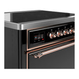 ILVE Majestic III 36-Inch Induction Range with 6 Induction Elements and Solid Door Electric Oven in Glossy Black with Copper Trim (UMIB36QNR3BKP)