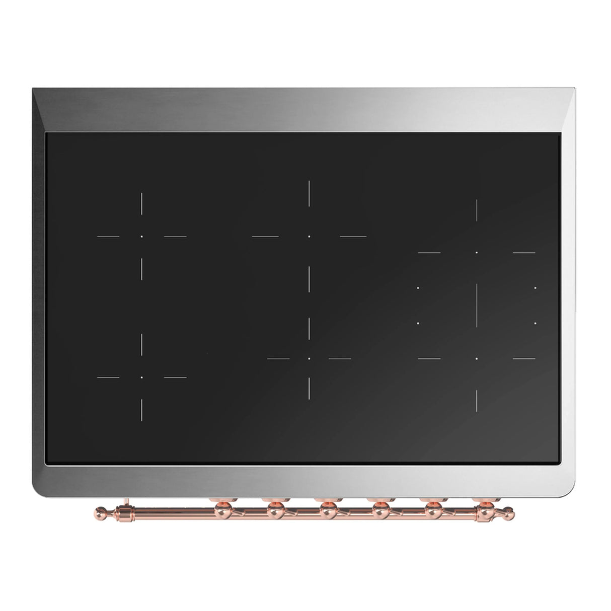 ILVE Majestic III 36-Inch Induction Range with 6 Induction Elements and Solid Door Electric Oven in Glossy Black with Copper Trim (UMIB36QNR3BKP)