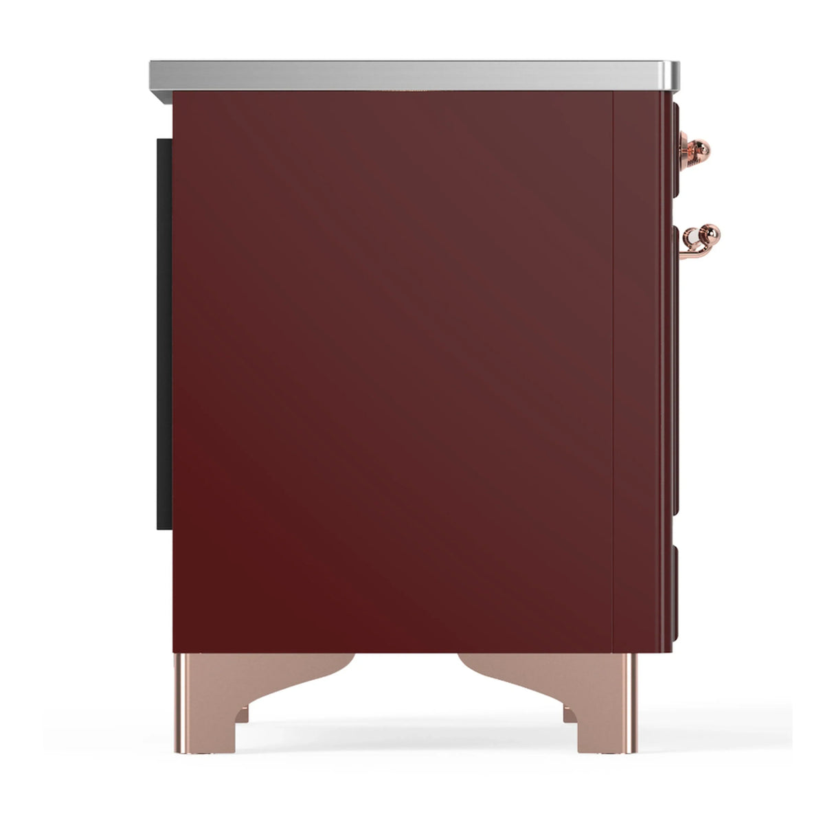 ILVE Majestic III 36-Inch Induction Range with 6 Induction Elements and Solid Door Electric Oven in Burgundy with Copper Trim (UMIB36QNR3BUP)