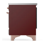 ILVE Majestic III 36-Inch Induction Range with 6 Induction Elements and Solid Door Electric Oven in Burgundy with Copper Trim (UMIB36QNR3BUP)