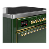 ILVE Majestic III 36-Inch Induction Range with 6 Induction Elements and Solid Door Electric Oven in Emerald Green with Brass Trim (UMIB36QNR3EGG)