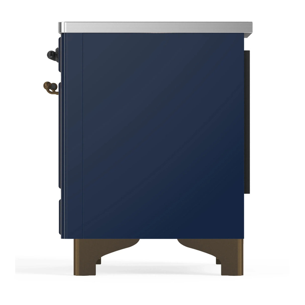 ILVE Majestic III 36-Inch Induction Range with 6 Induction Elements and Solid Door Electric Oven in Mightnight Blue with Burnished Trim (UMIB36QNR3MBB)