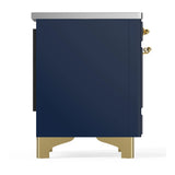 ILVE Majestic III 36-Inch Induction Range with 6 Induction Elements and Solid Door Electric Oven in Mightnight Blue with Brass Trim (UMIB36QNR3MBG)