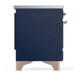 ILVE Majestic III 36-Inch Induction Range with 6 Induction Elements and Solid Door Electric Oven in Mightnight Blue with Copper Trim (UMIB36QNR3MBP)