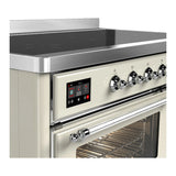 ILVE Majestic III 48-Inch Induction Range with 6 Induction Elements and Triple Glass Door Electric Oven in Antique White with Chrome Trim (UMIB48NR3AWC)