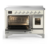 ILVE Majestic III 48-Inch Induction Range with 6 Induction Elements and Triple Glass Door Electric Oven in Antique White with Chrome Trim (UMIB48NR3AWC)