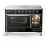 ILVE Majestic III 48-Inch Induction Range with 6 Induction Elements and Triple Glass Door Electric Oven in Glossy Black with Chrome Trim (UMIB48NR3BKC)