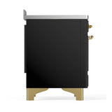 ILVE Majestic III 48-Inch Induction Range with 6 Induction Elements and Triple Glass Door Electric Oven in Glossy Black with Brass Trim (UMIB48NR3BKG)